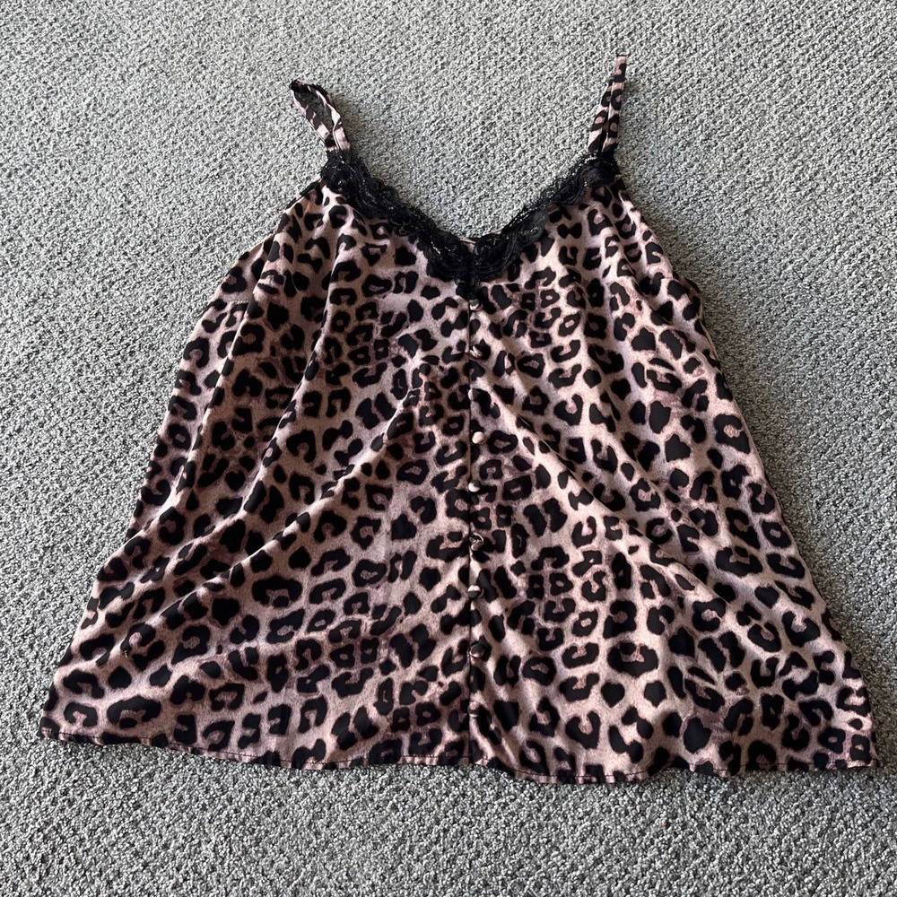 Y2K Torrid Babydoll‎ Cami Tank, Animal Print, Lace. Whimsigoth Regencycore. 1